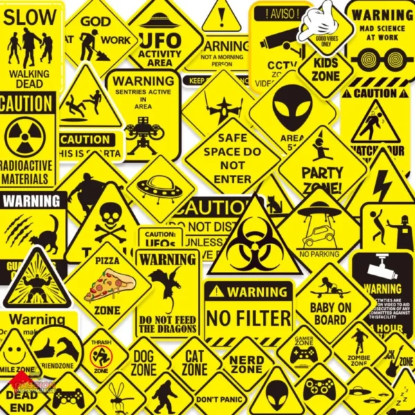 Autocollant "Attention" pour mise en garde visuelle