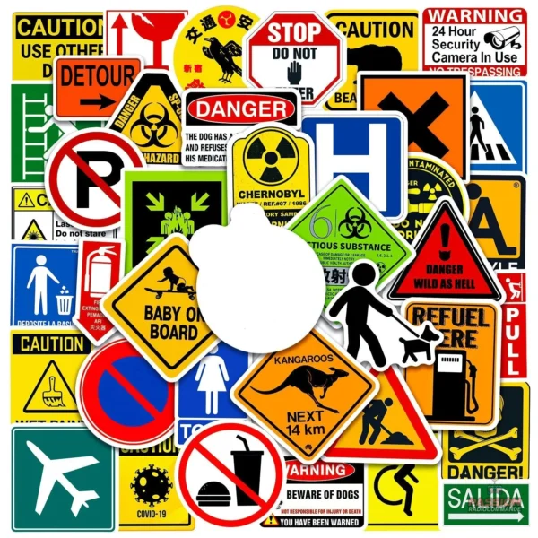 Autocollant "Attention" à utiliser dans les espaces publics