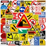 Autocollant décoratif "Attention" pour zones à risque