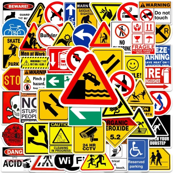 Autocollant décoratif "Attention" pour zones à risque