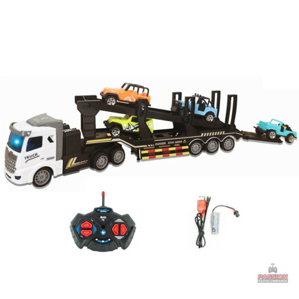 Camion télécommandé avec remorque, modèle coloré