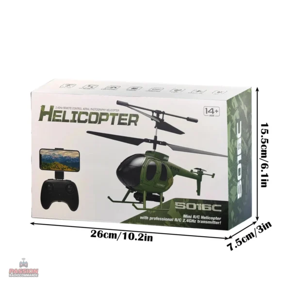 Hélicoptère télécommandé au design militaire robuste