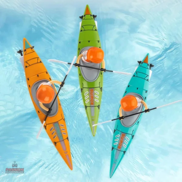 Bateau télécommandé type kayak, parfait pour les rivières