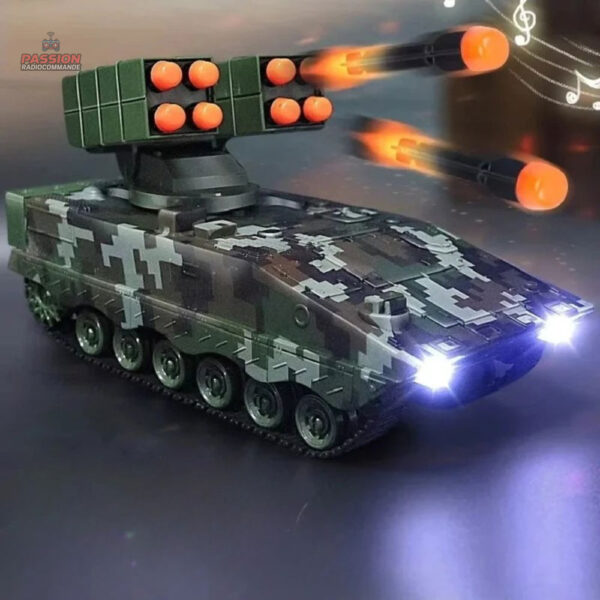 Tank de jeu télécommandé avec design robuste et stratégique