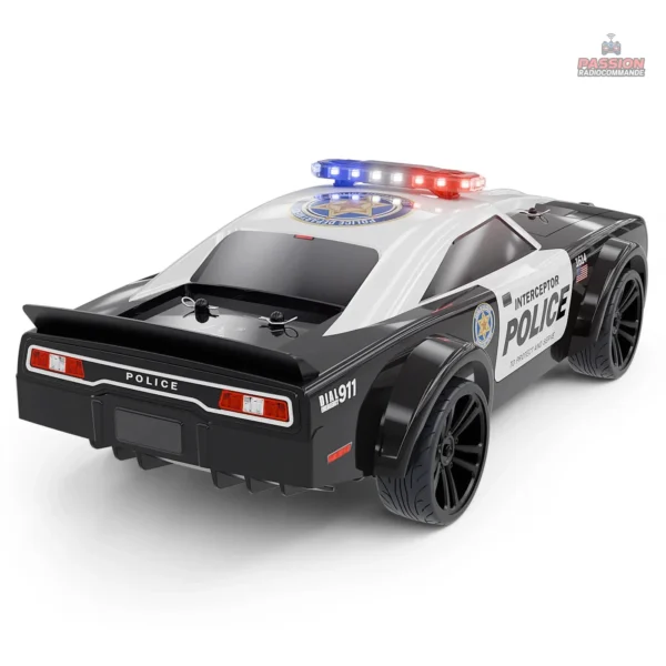 Mini voiture police télécommandée, design réaliste